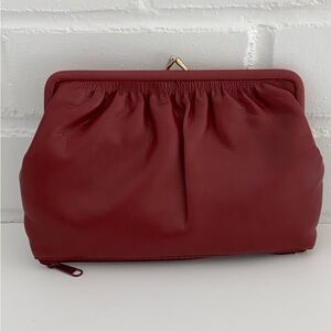 Classic Cardinal Red Faux Leather Holiday Christmas Small Clutch Prong Closure